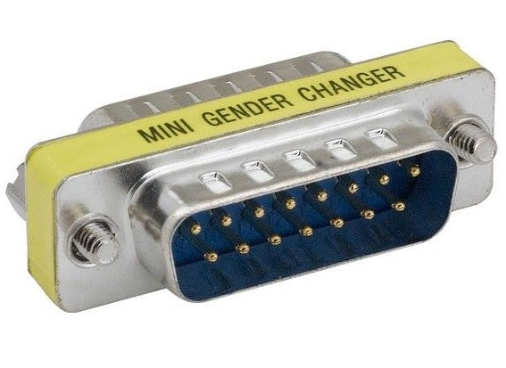 D-sub 15 pin male to male adapter gold plated contacts, DB15