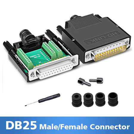 DB25 Connector 25Pin D-sub Male/Female Signals Serial Port Plug Solder Free Board Breakout Connectors DB25 Terminal Adapter
