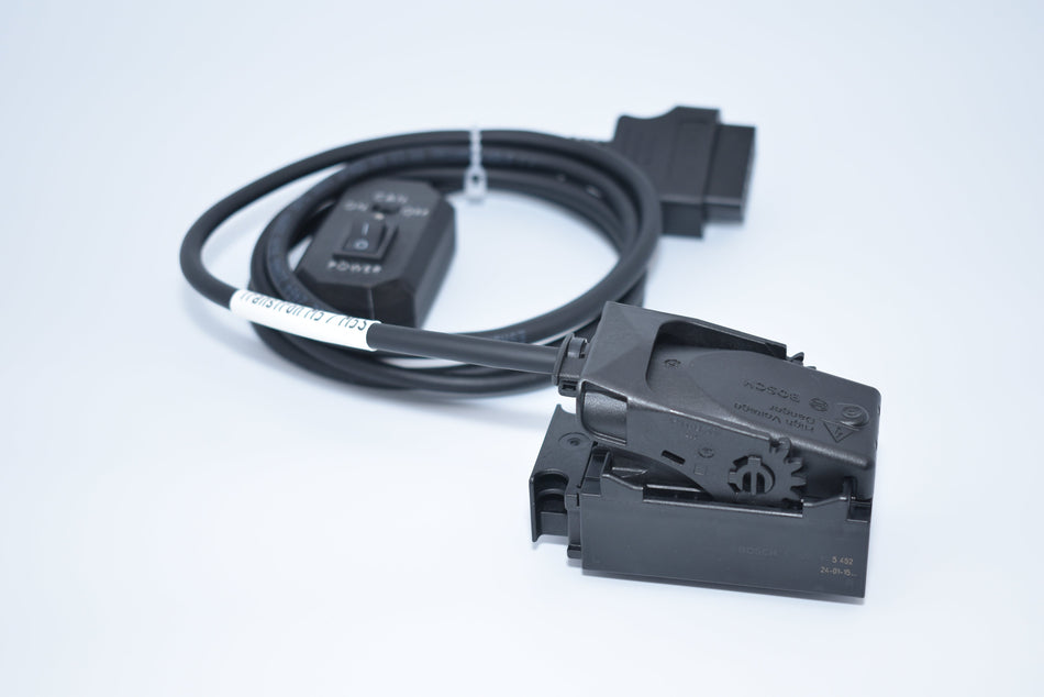 A black bench cable for Isuzu Transtron M5/M5S with a visible connector and switch.